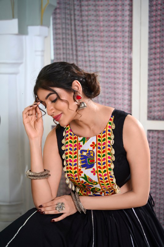 Majestic Charm Twirl Ready Navratri Mirror Work Lehenga