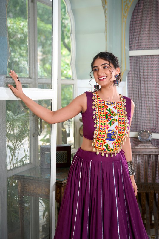 Majestic Charm Twirl Ready Navratri Mirror Work Lehenga