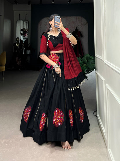 Krisha in Bold Beats Mirror Drops & Maroon Moves Lehenga Choli