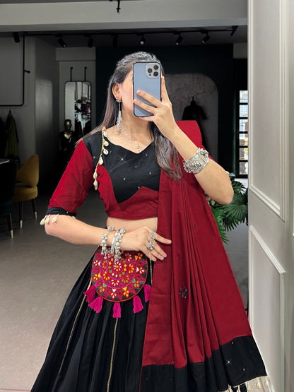 Krisha in Bold Beats Mirror Drops & Maroon Moves Lehenga Choli