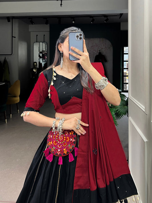 Krisha in Bold Beats Mirror Drops & Maroon Moves Lehenga Choli