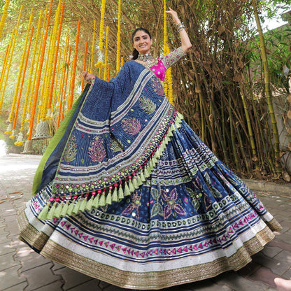 Elegance in Every Twirl Navy Blue Festive Charm Lehenga Choli