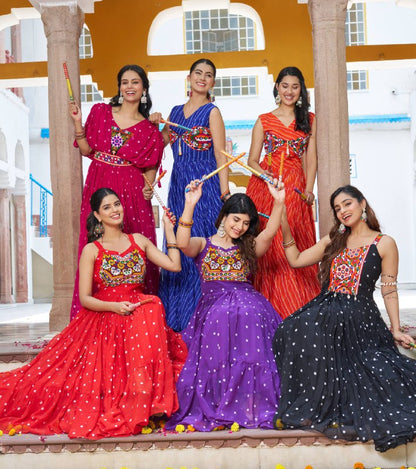 Raas Rani Multicolor Embroidered Bandhani Flare Gown