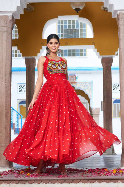 Raas Rani Multicolor Embroidered Bandhani Flare Gown