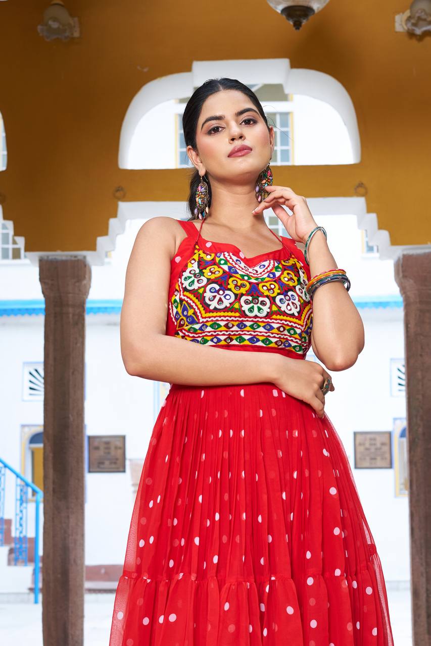 Raas Rani Multicolor Embroidered Bandhani Flare Gown