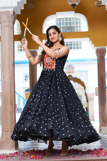 Raas Rani Multicolor Embroidered Bandhani Flare Gown