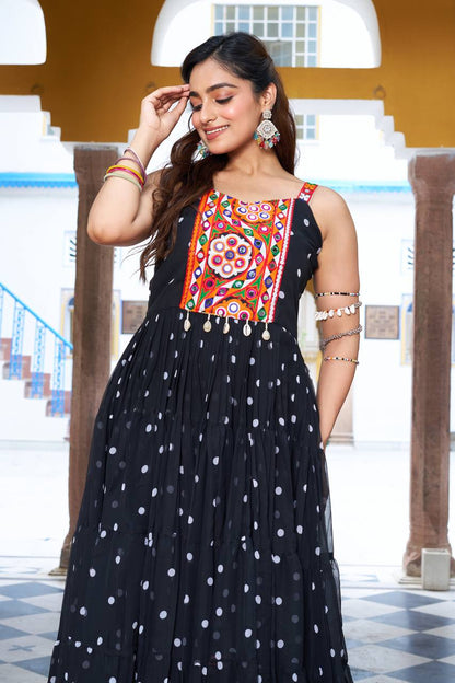 Raas Rani Multicolor Embroidered Bandhani Flare Gown