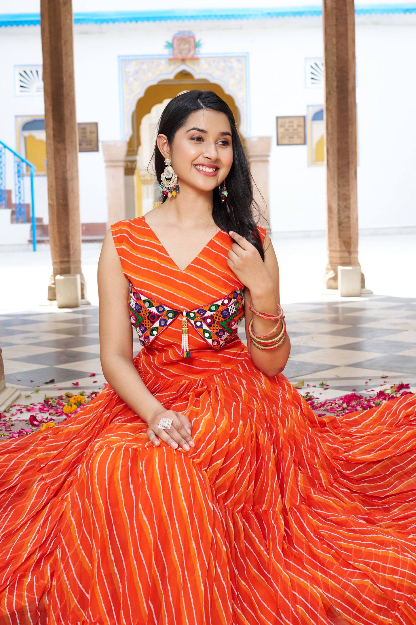 Raas Rani Multicolor Embroidered Bandhani Flare Gown