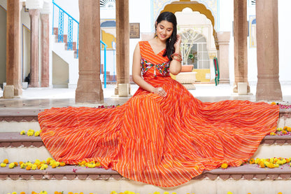 Raas Rani Multicolor Embroidered Bandhani Flare Gown