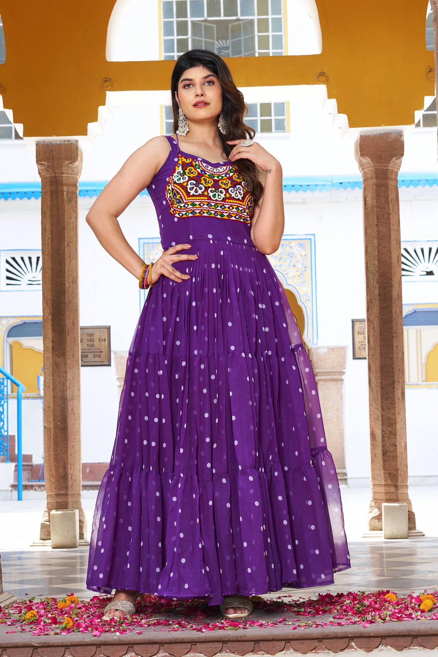 Raas Rani Multicolor Embroidered Bandhani Flare Gown