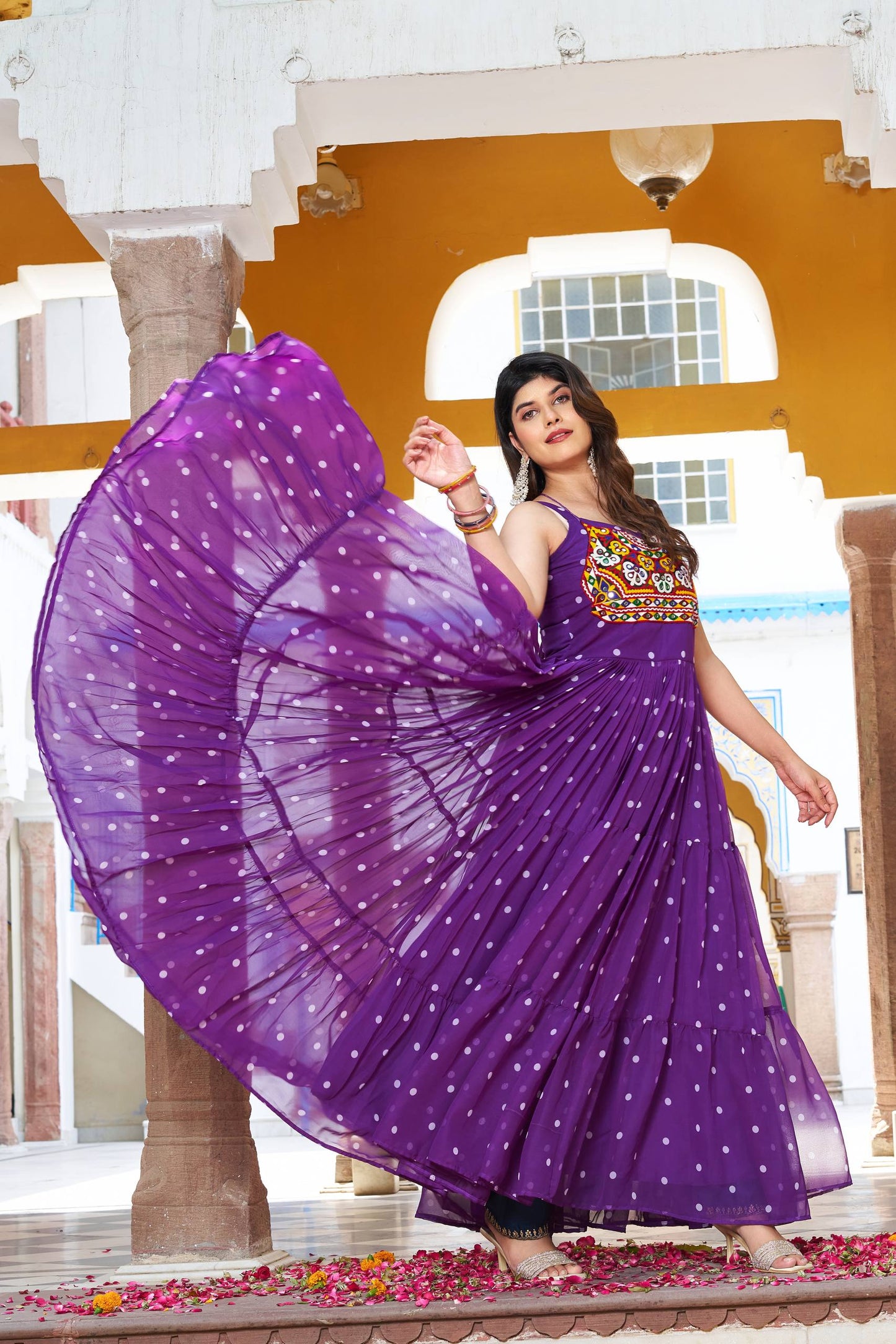 Raas Rani Multicolor Embroidered Bandhani Flare Gown