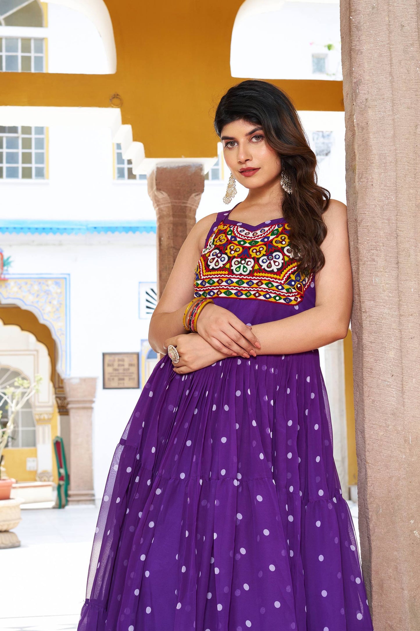 Raas Rani Multicolor Embroidered Bandhani Flare Gown