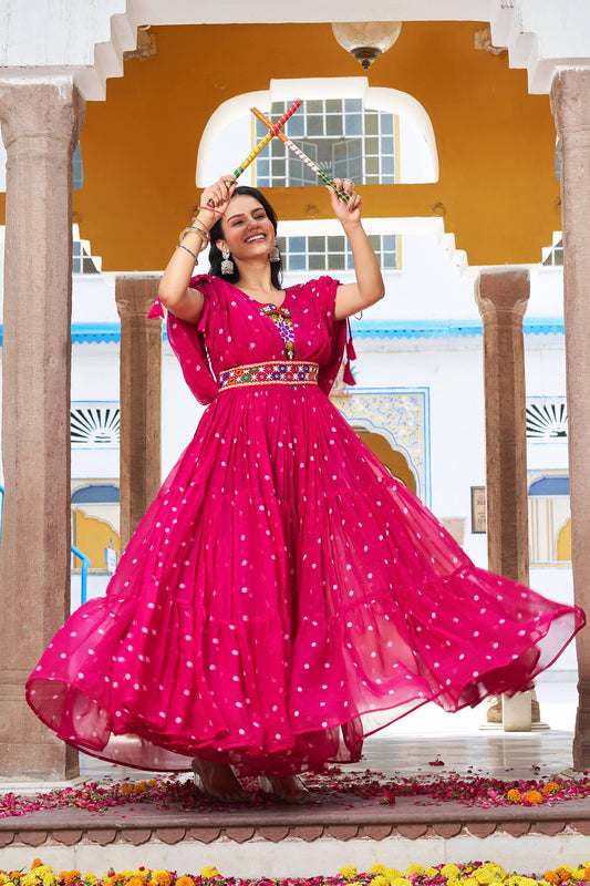 Raas Rani Multicolor Embroidered Bandhani Flare Gown