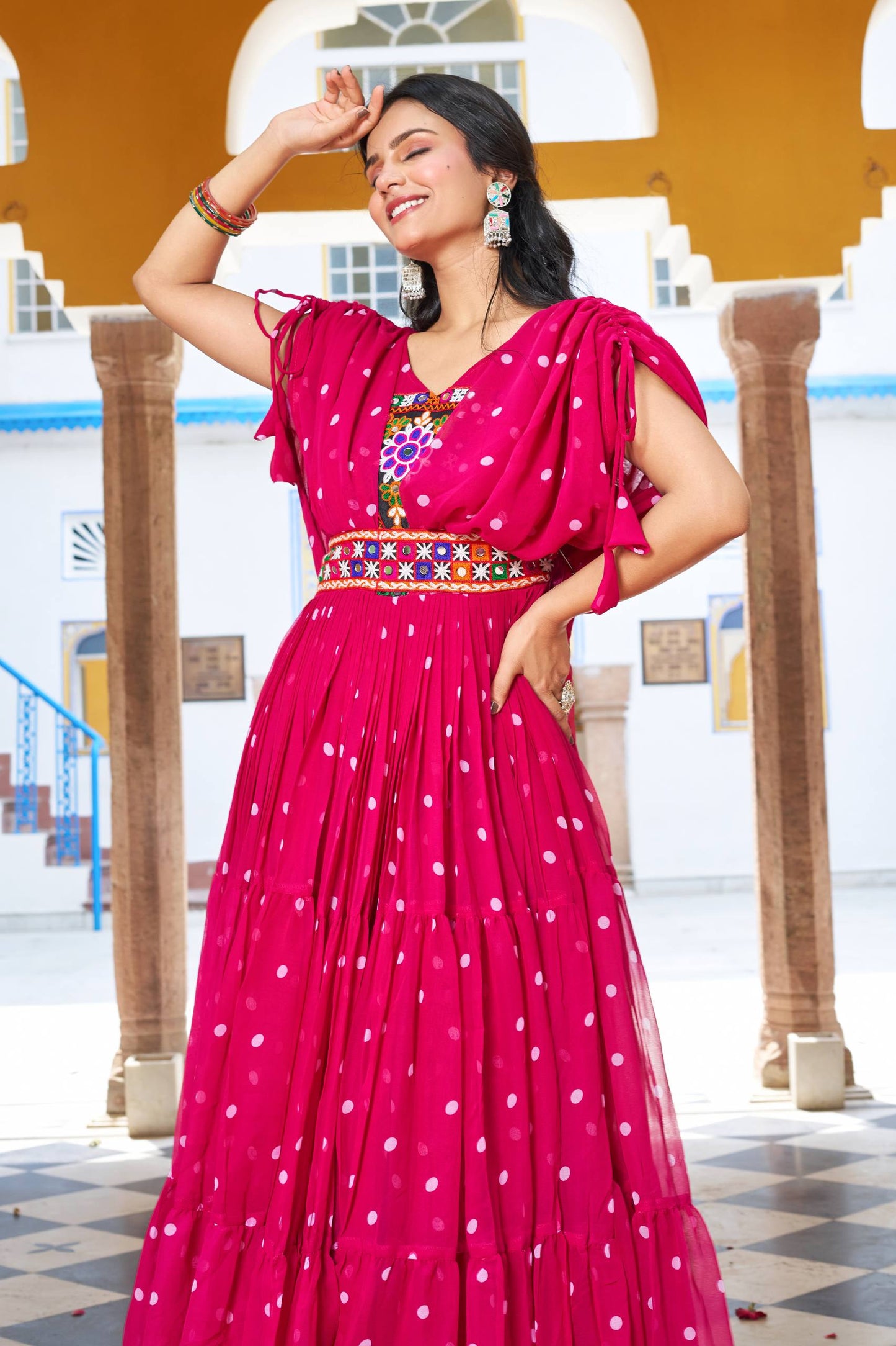 Raas Rani Multicolor Embroidered Bandhani Flare Gown