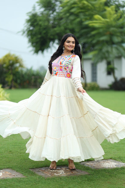 Rangtaari Ivory Kalidar Embroidered Anarkali Gown