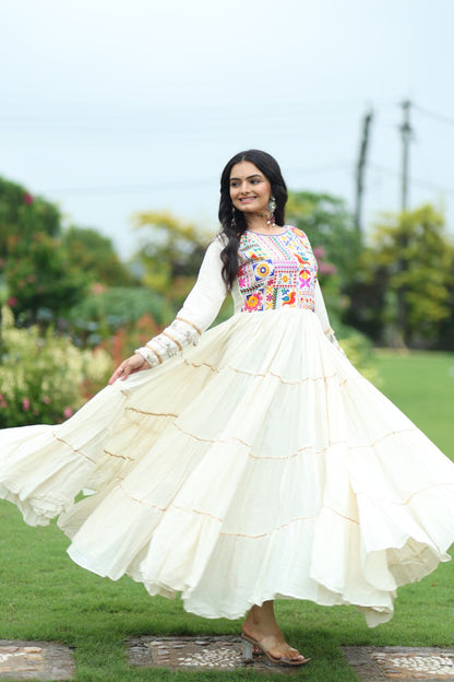 Rangtaari Ivory Kalidar Embroidered Anarkali Gown