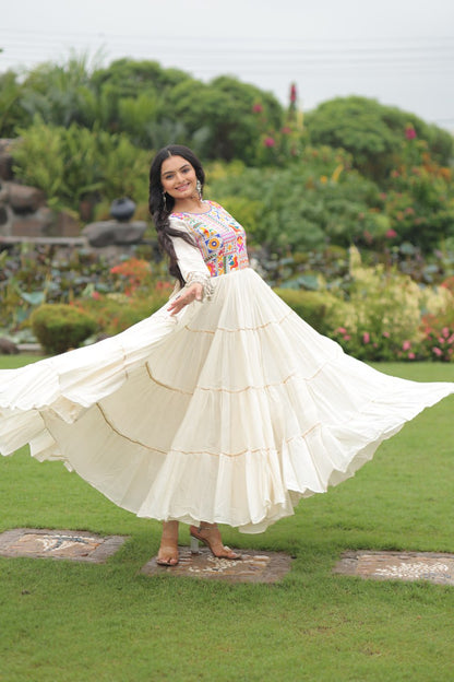 Rangtaari Ivory Kalidar Embroidered Anarkali Gown