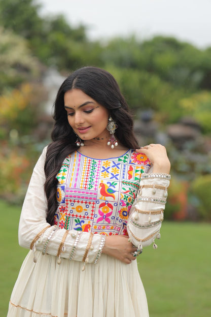 Rangtaari Ivory Kalidar Embroidered Anarkali Gown