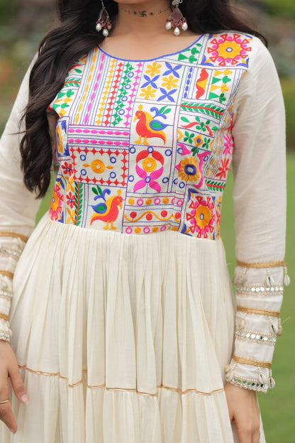 Rangtaari Ivory Kalidar Embroidered Anarkali Gown