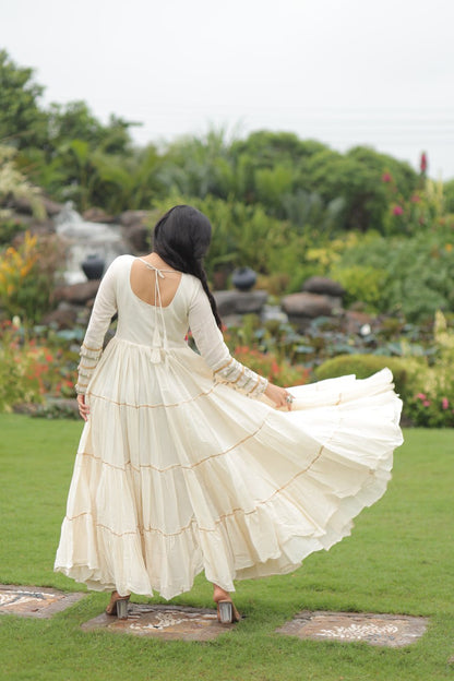 Rangtaari Ivory Kalidar Embroidered Anarkali Gown