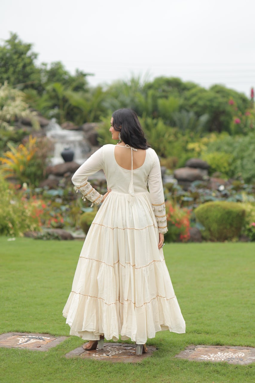 Rangtaari Ivory Kalidar Embroidered Anarkali Gown
