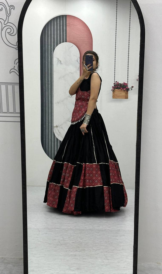 Rajwada Grace Black & Bandhej Fusion Lehenga Choli