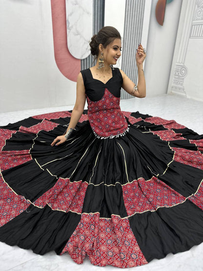 Rajwada Grace Black & Bandhej Fusion Lehenga Choli