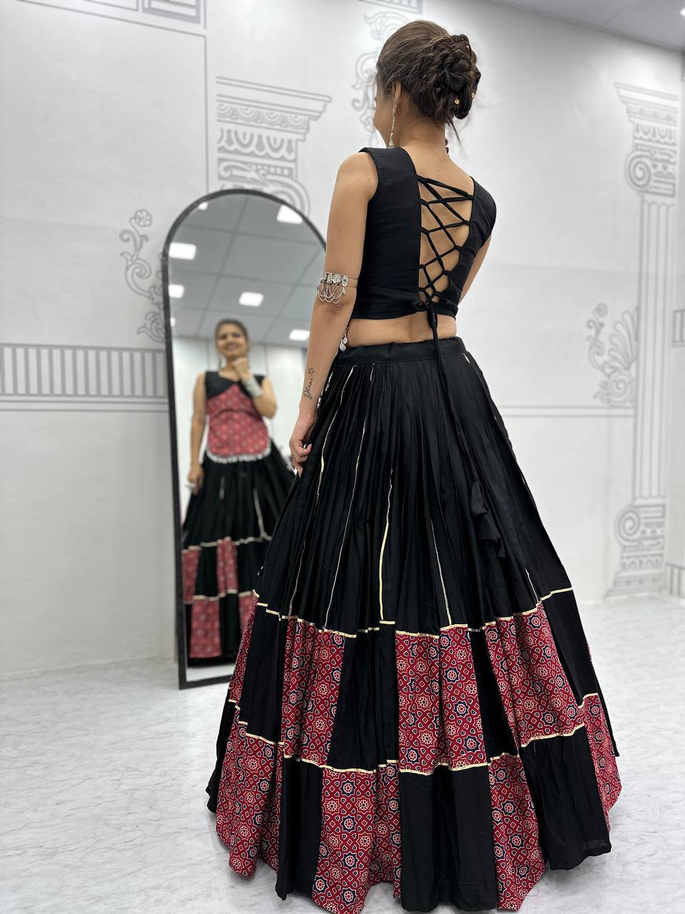 Rajwada Grace Black & Bandhej Fusion Lehenga Choli