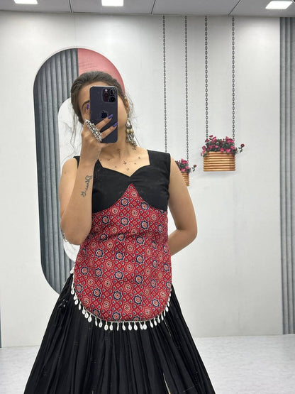 Rajwada Grace Black & Bandhej Fusion Lehenga Choli