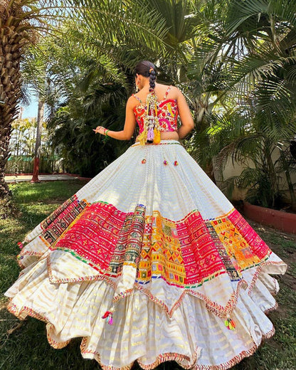 Desert Bloom Couture Kutchi Patch Multi Color Hand Embroidered  Lehenga