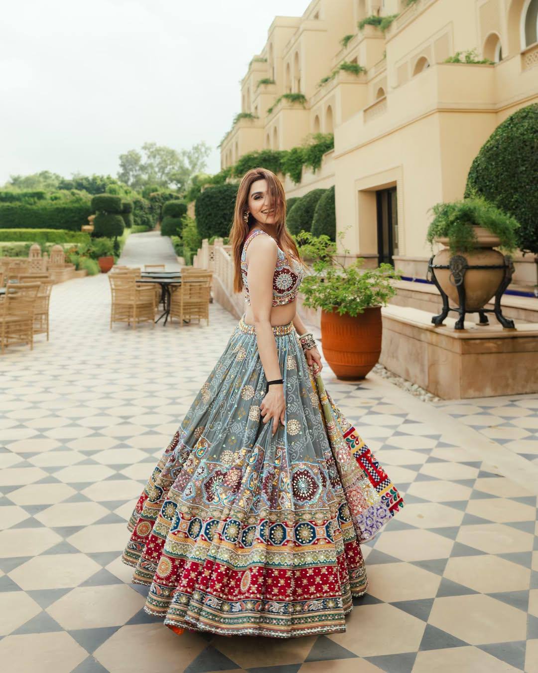 Rustic Royalty Muslin Cotton Mirror Work Lehenga Choli