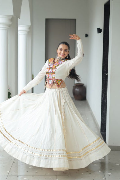 Ivory Rangat Kutchi Mirror Work Lehenga Set