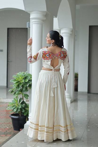 Ivory Rangat Kutchi Mirror Work Lehenga Set