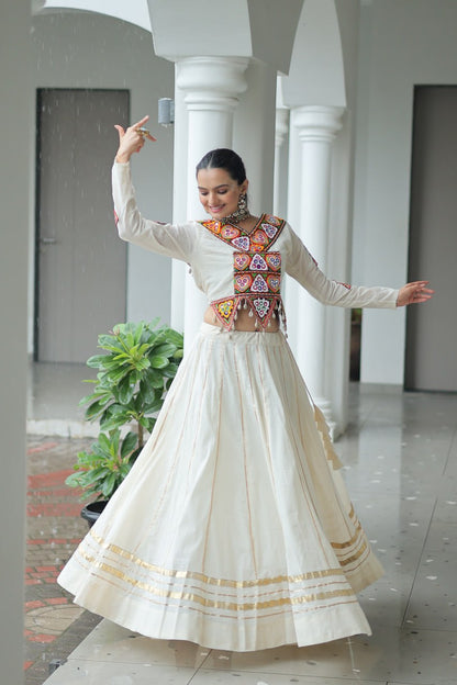 Ivory Rangat Kutchi Mirror Work Lehenga Set