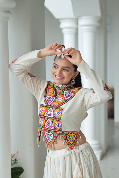 Ivory Rangat Kutchi Mirror Work Lehenga Set