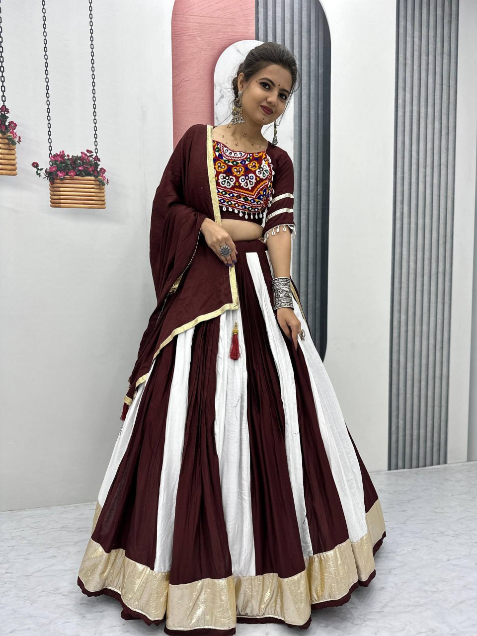 Neelvaani Ethnic Gujarati Embroidered Lehenga Choli Set