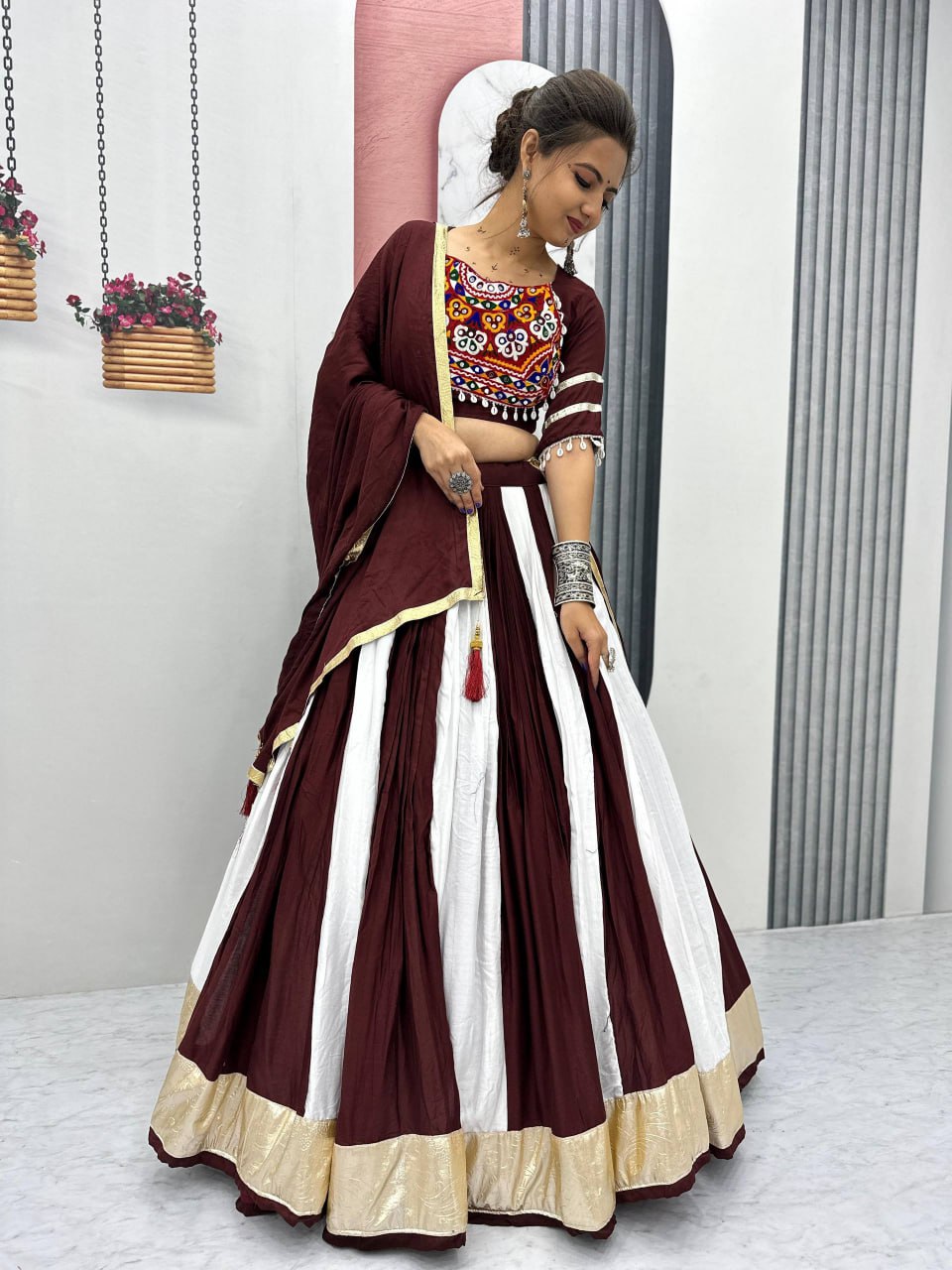 Neelvaani Ethnic Gujarati Embroidered Lehenga Choli Set