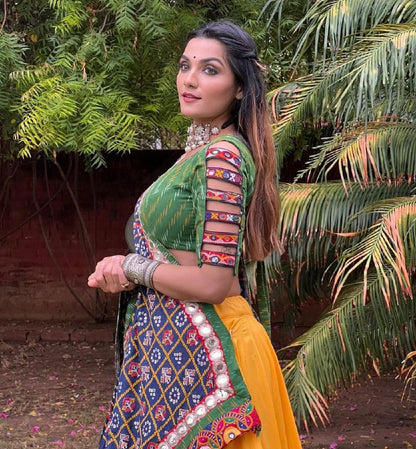 STYLISH DESIGNER LEHENGA CHOLI WITH MIRROR WORK FANCY LACE