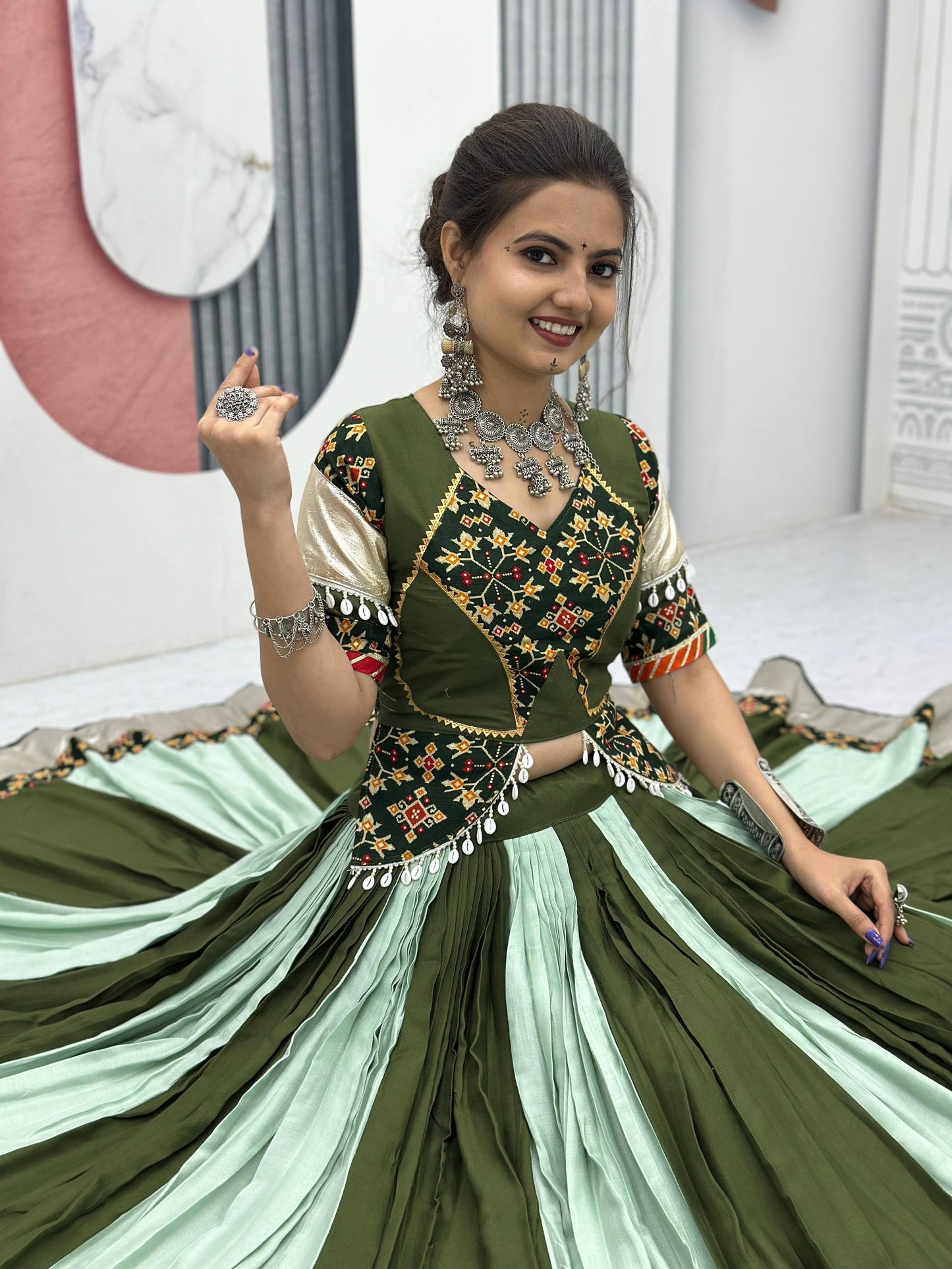 Varnika's Traditional Mirror Work Navratri Lehenga Choli