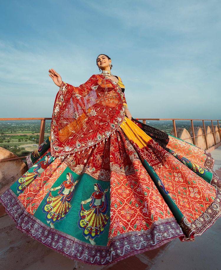 Beautiful Navratri Special Real Mirroe Work Lehenga Choli