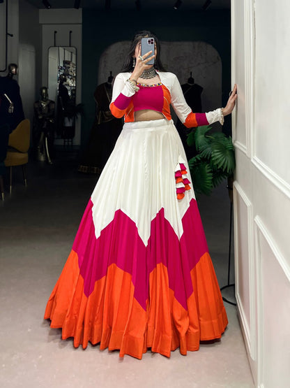 Kriti's Festive Twirl Multihue Magic in Modern Ethnic Lehenga Set