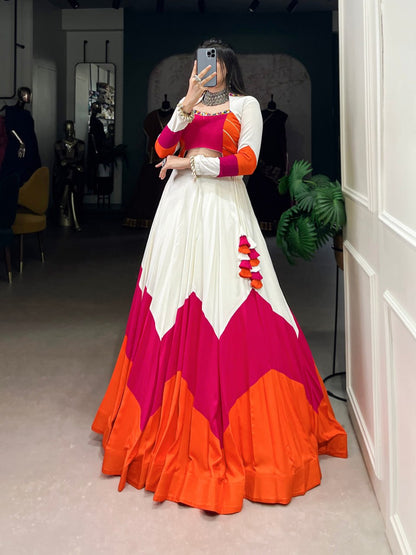 Kriti's Festive Twirl Multihue Magic in Modern Ethnic Lehenga Set