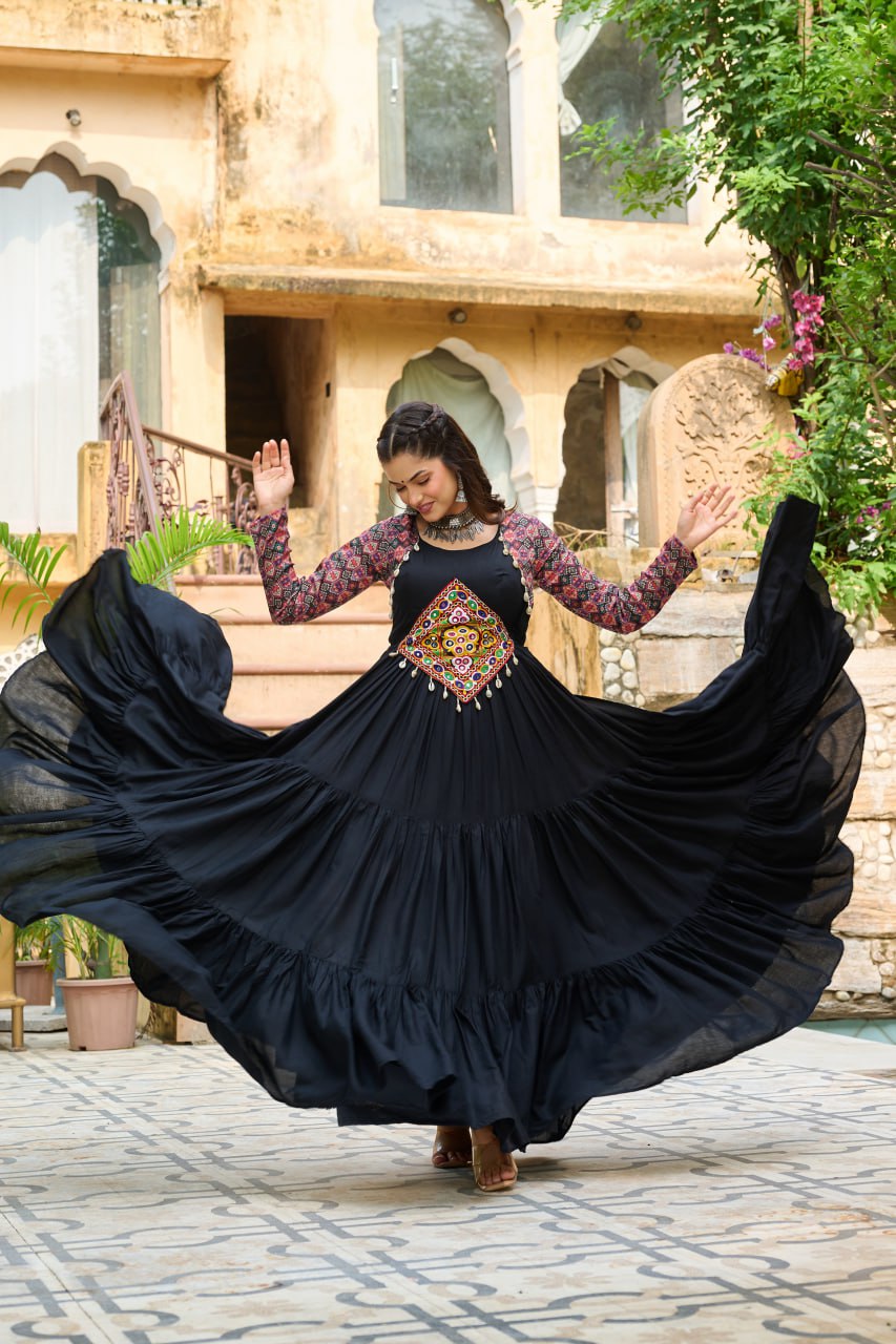 Vritika Festive Flared Kutch Embroidery Anarkali Gown