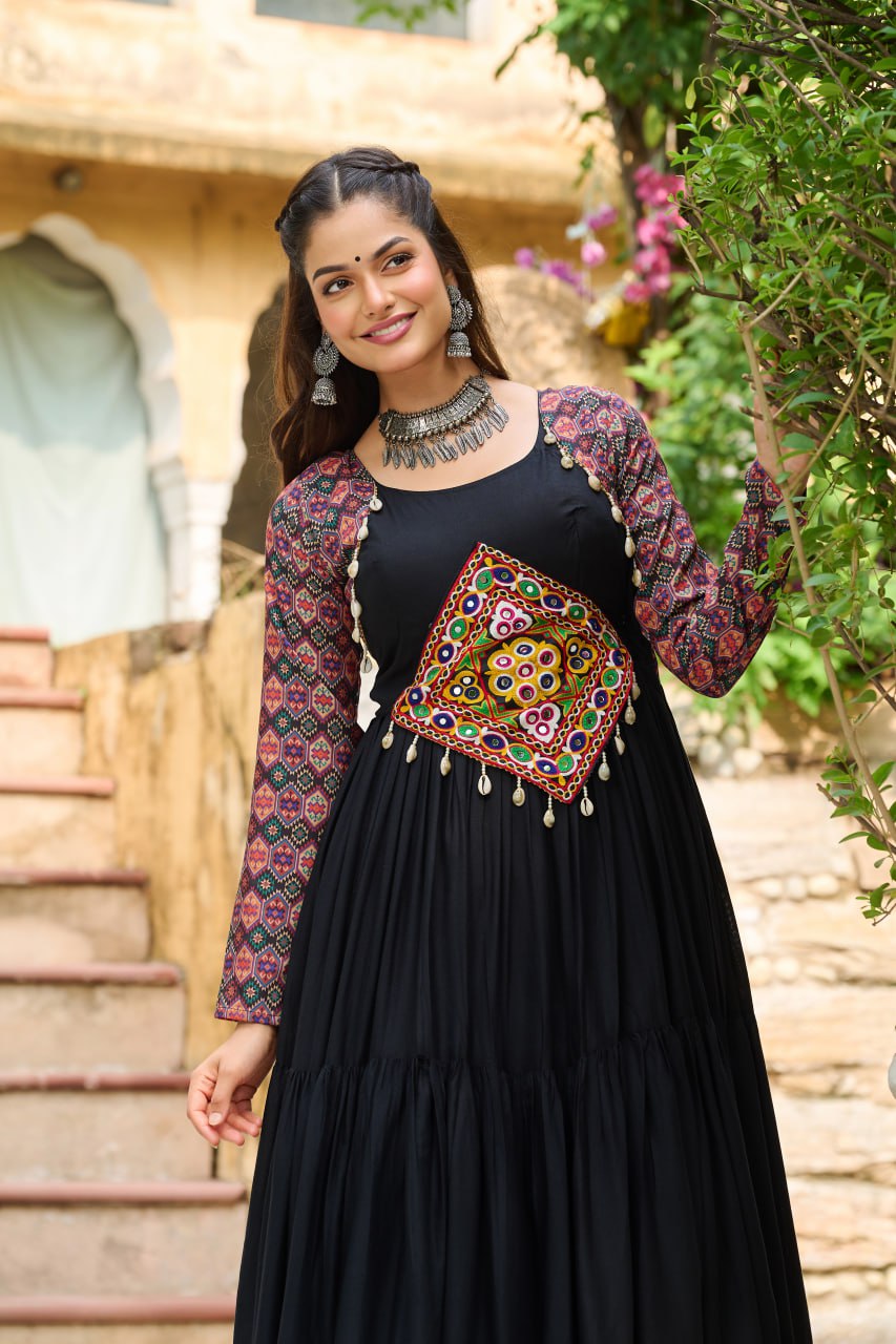 Vritika Festive Flared Kutch Embroidery Anarkali Gown