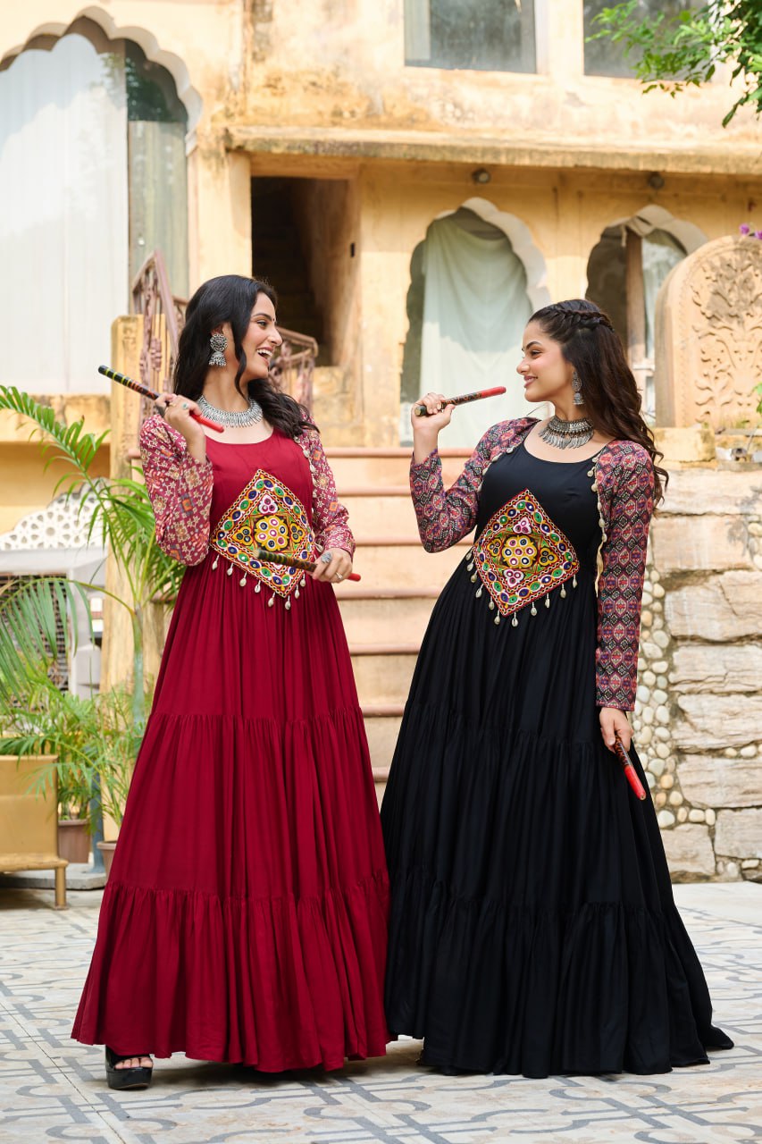 Vritika Festive Flared Kutch Embroidery Anarkali Gown