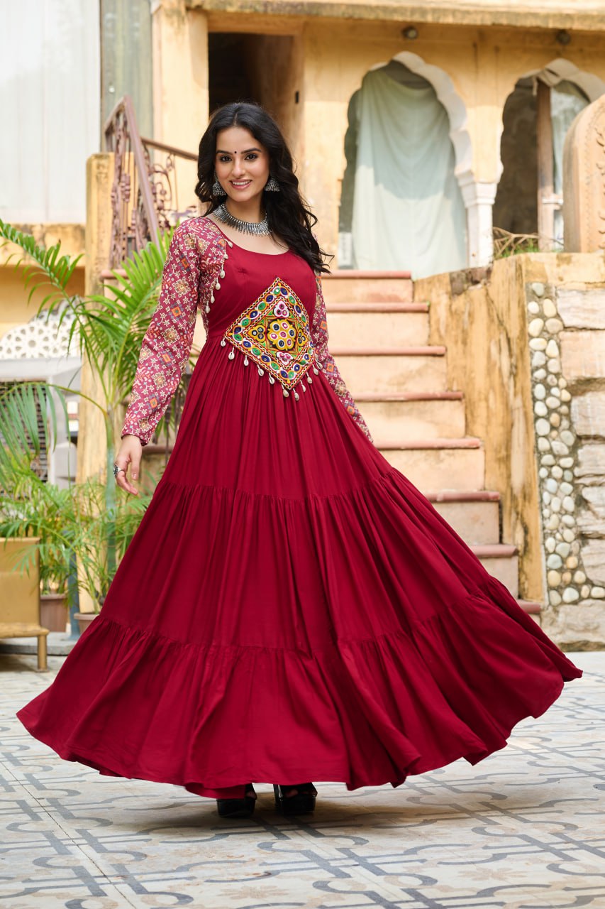 Vritika Festive Flared Kutch Embroidery Anarkali Gown