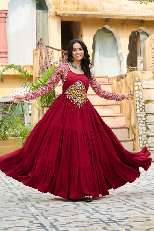 Vritika Festive Flared Kutch Embroidery Anarkali Gown