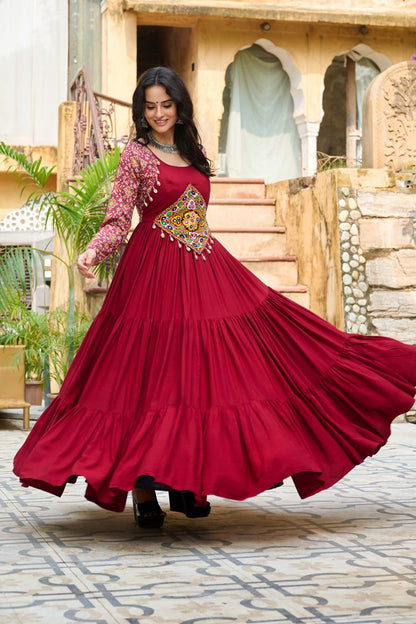 Vritika Festive Flared Kutch Embroidery Anarkali Gown