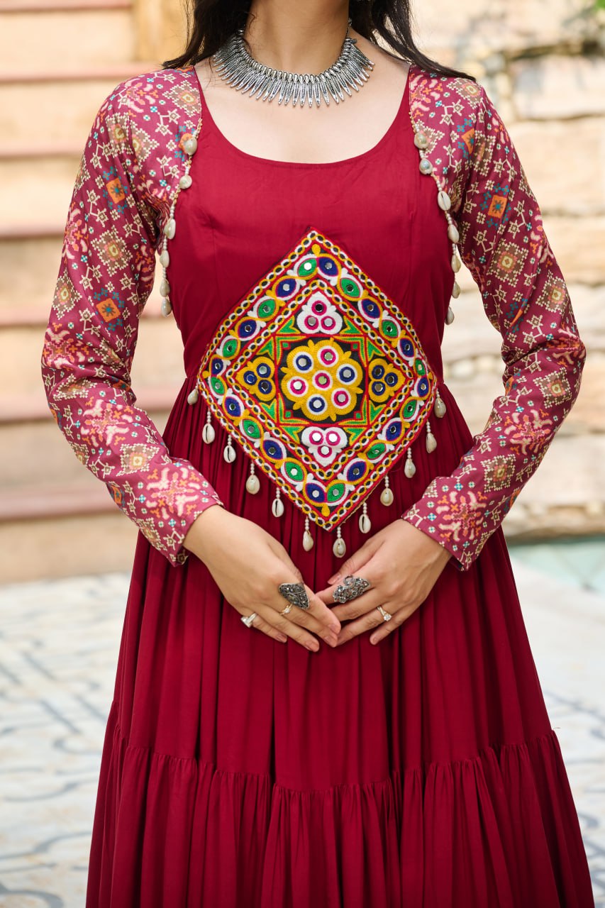 Vritika Festive Flared Kutch Embroidery Anarkali Gown