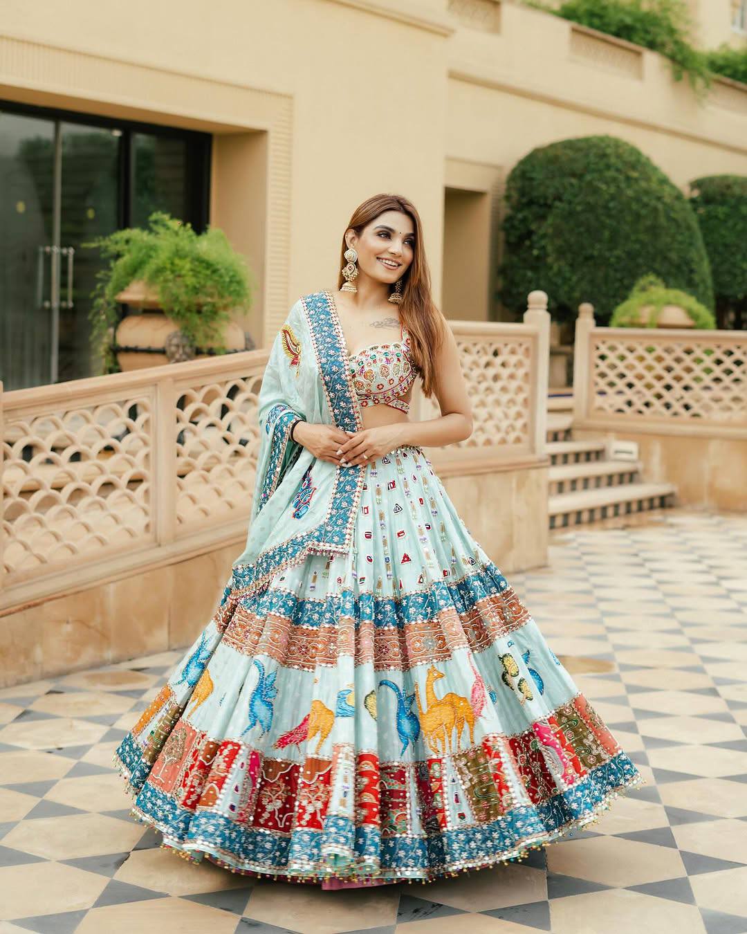 Rangila Raas Multicolour Mirror Work Lehenga Set